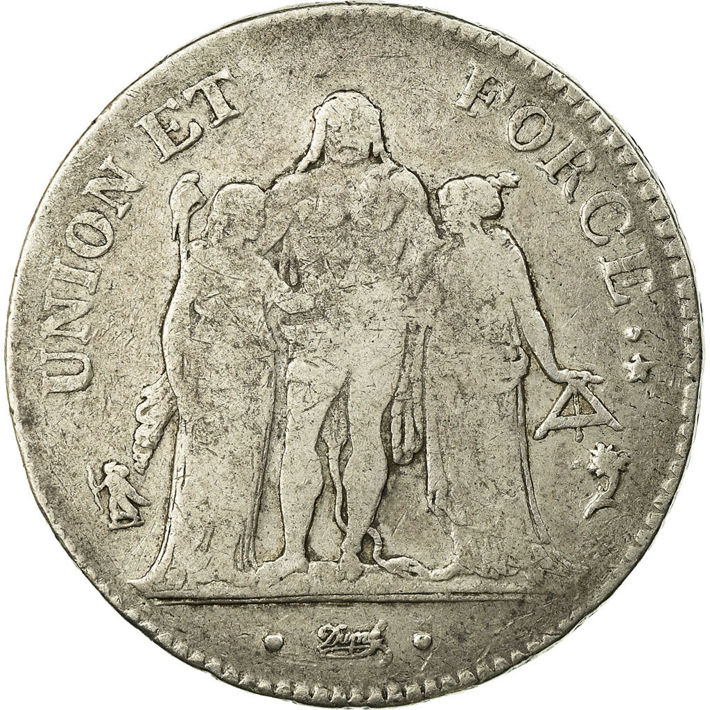 Münze, Frankreich, Union et Force, 5 Francs, AN 5, Paris, S, Silber, KM:639.1