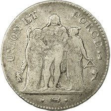 Münze, Frankreich, Union et Force, 5 Francs, AN 5, Paris, S, Silber, KM:639.1