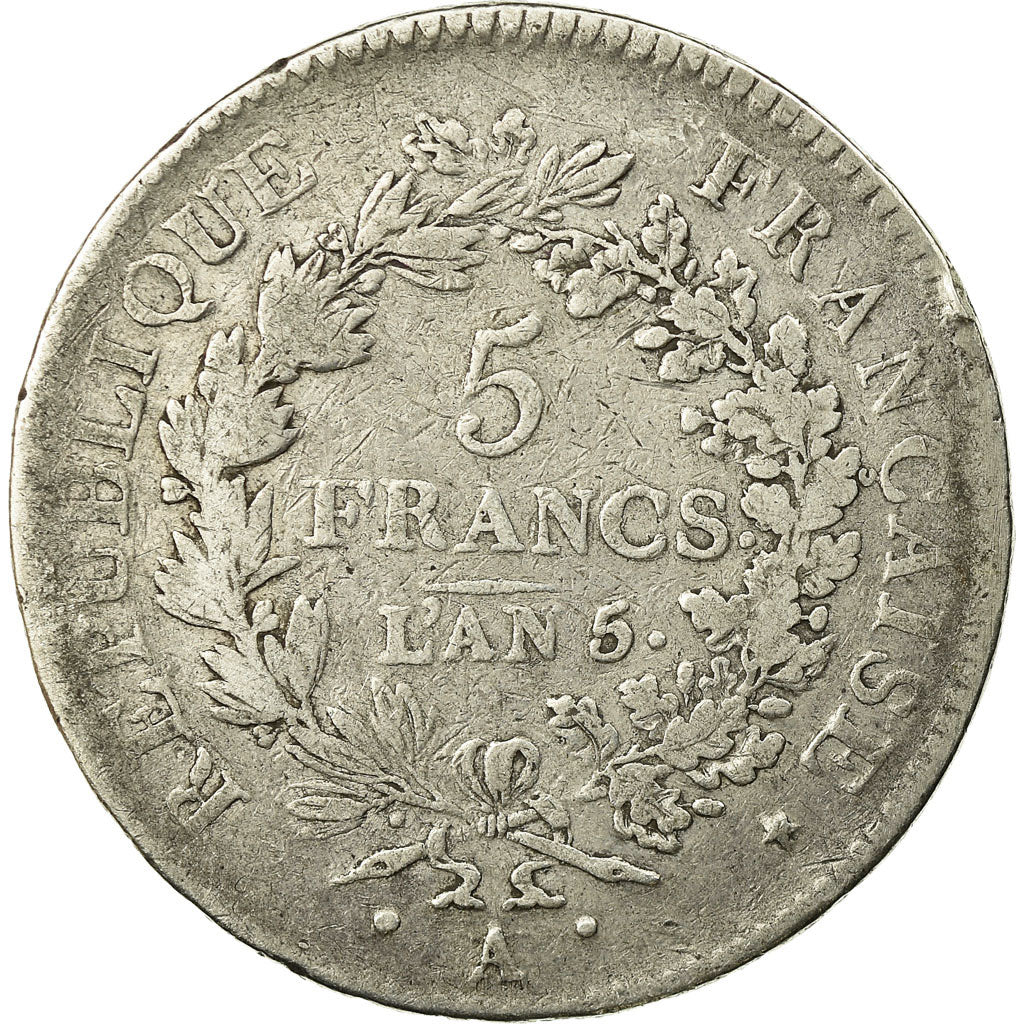 Münze, Frankreich, Union et Force, 5 Francs, AN 5, Paris, S, Silber, KM:639.1