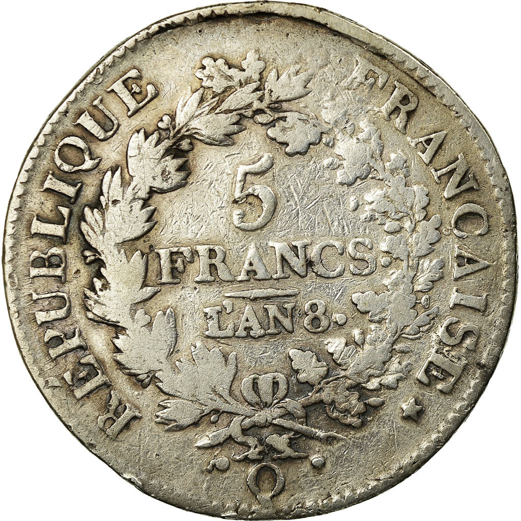 Münze, Frankreich, Union et Force, 5 Francs, AN 8, Perpignan, S, Silber