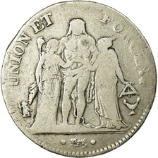 Coin, France, Union et Force, 5 Francs, AN 5, Bordeaux, VF(20-25), Silver
