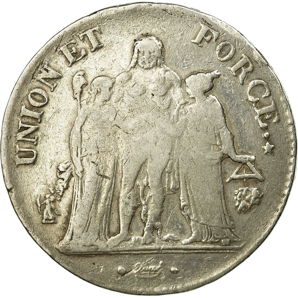Coin, France, Union et Force, 5 Francs, AN 9, Bayonne, VF(30-35), Silver