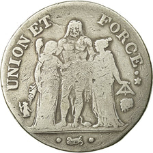 Monnaie, France, Union et Force, 5 Francs, AN 8, Bayonne, TB, Argent