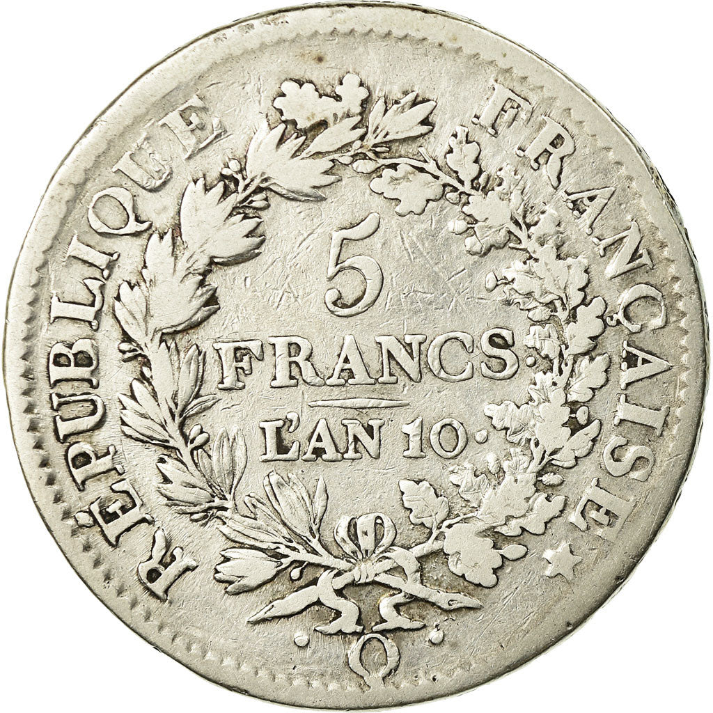 Münze, Frankreich, Union et Force, 5 Francs, An 10, Perpignan, S, Silber