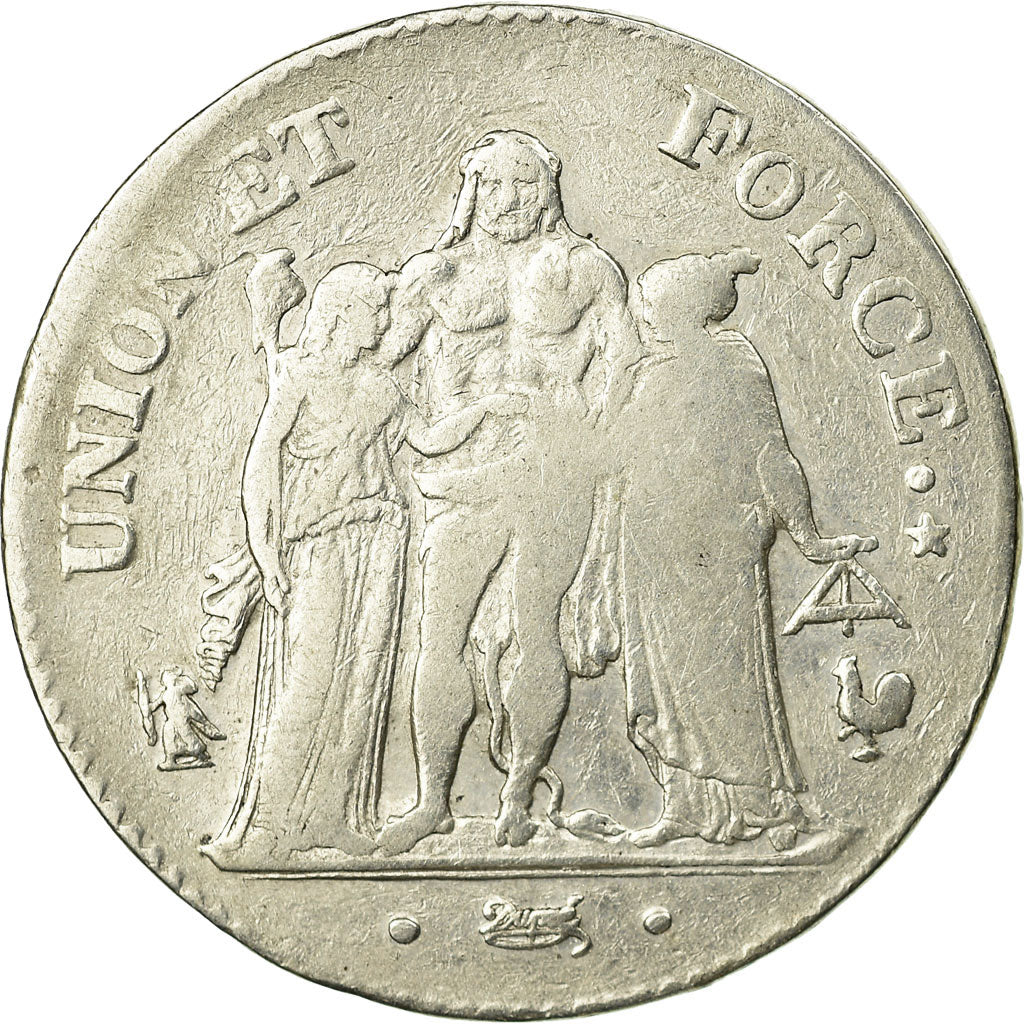 Coin, France, Union et Force, 5 Francs, AN 7, Paris, VF(20-25), Silver