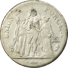 Coin, France, Union et Force, 5 Francs, AN 4, Paris, VF(20-25), Silver