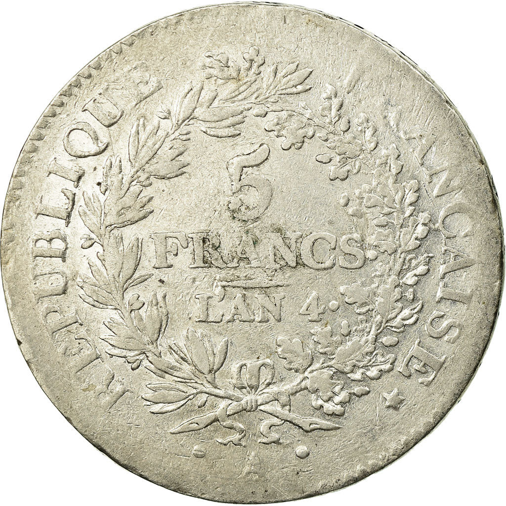 Coin, France, Union et Force, 5 Francs, AN 4, Paris, VF(20-25), Silver