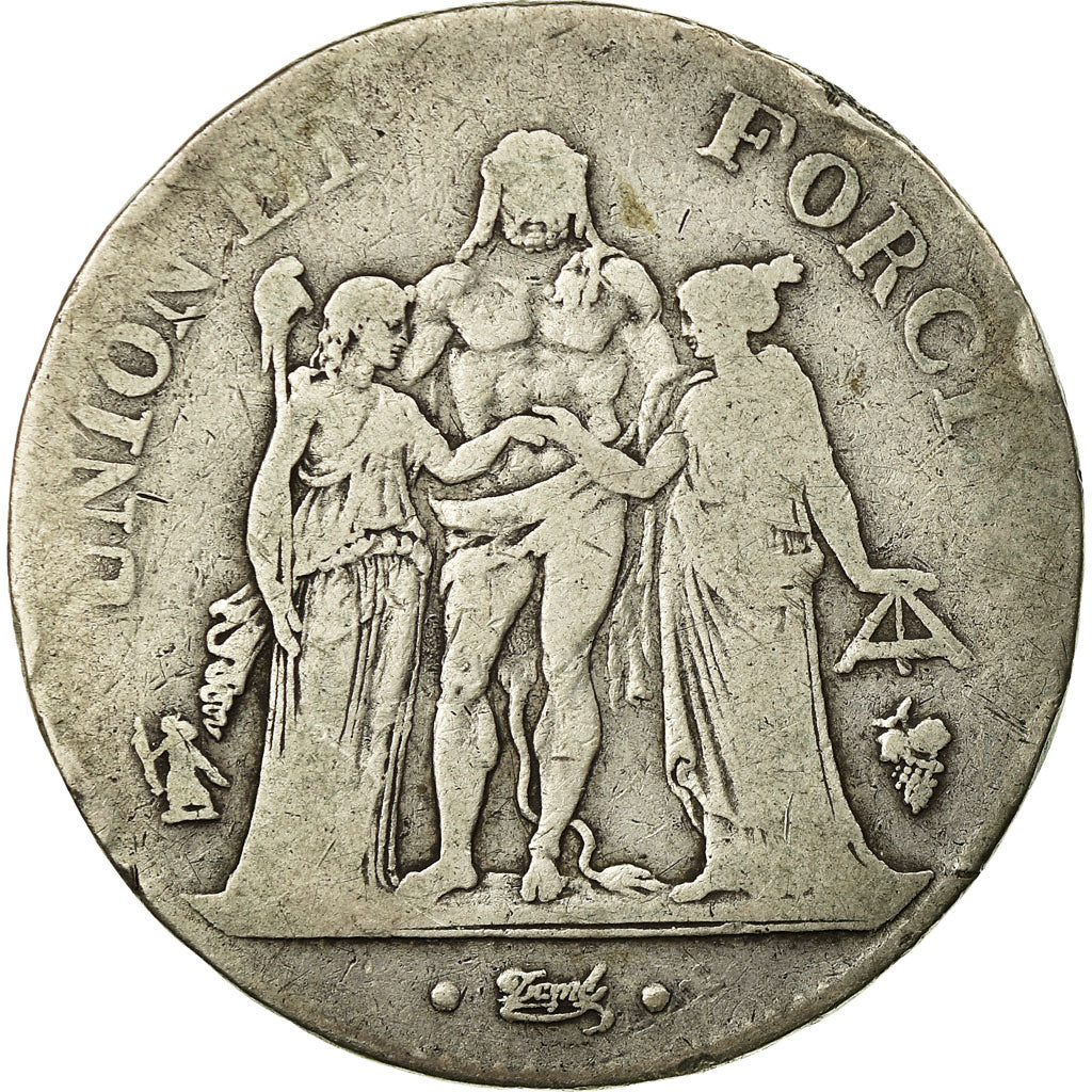 Coin, France, Union et Force, 5 Francs, AN 6, Perpignan, VF(20-25), Silver