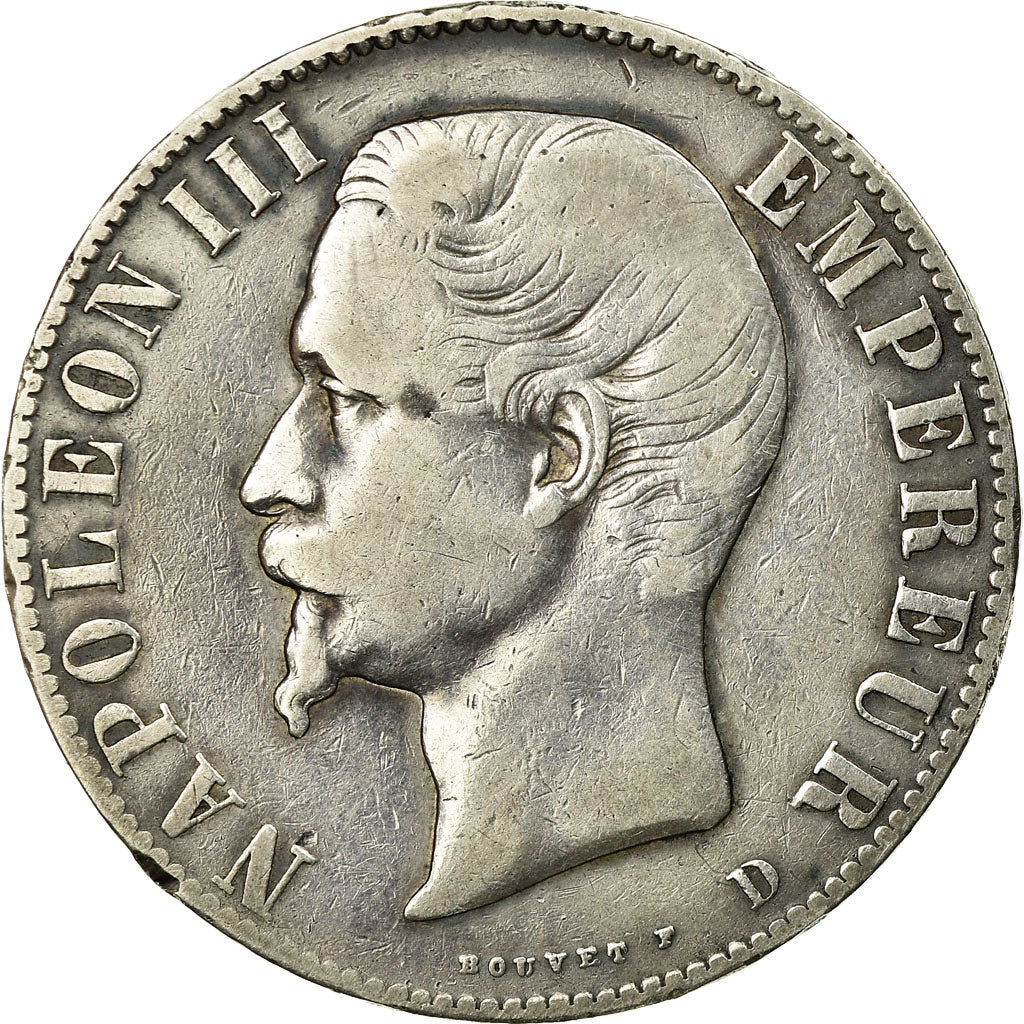 Coin, France, Napoleon III, 5 Francs, 1855, Lyon, VF(30-35)