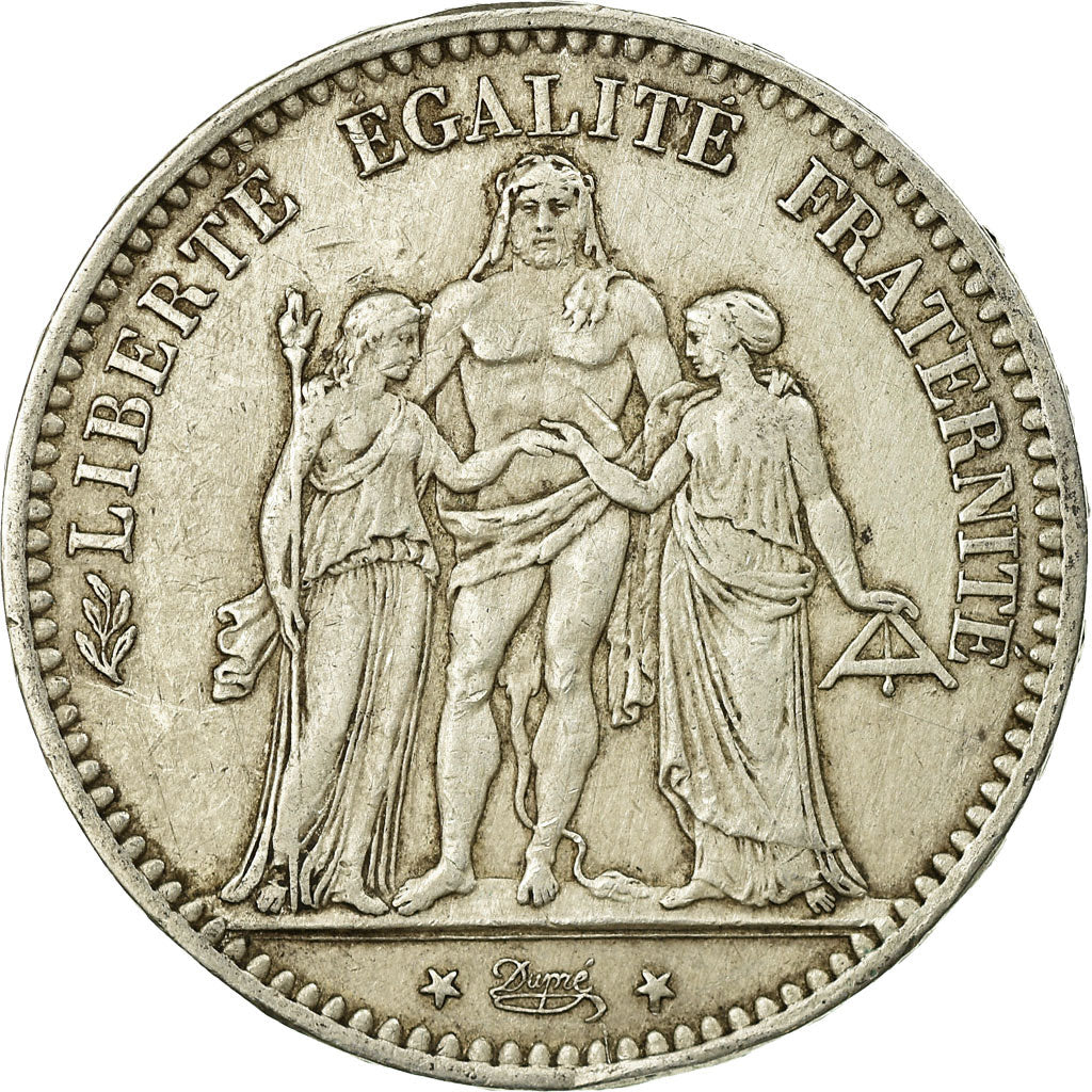 Coin, France, Hercule, 5 Francs, 1877, Bordeaux, EF(40-45), Silver, KM:820.2