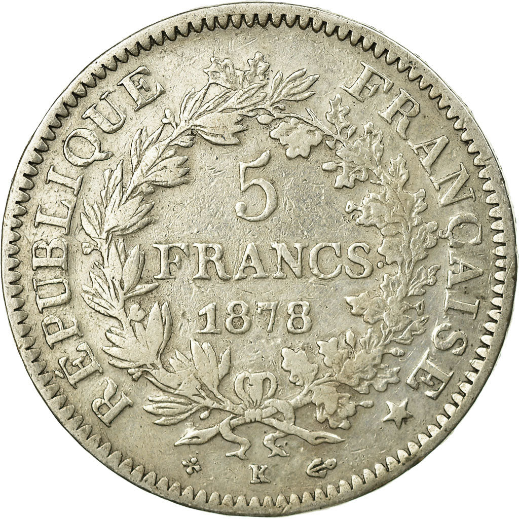 Coin, France, Hercule, 5 Francs, 1878, Bordeaux, EF(40-45), Silver, KM:820.2
