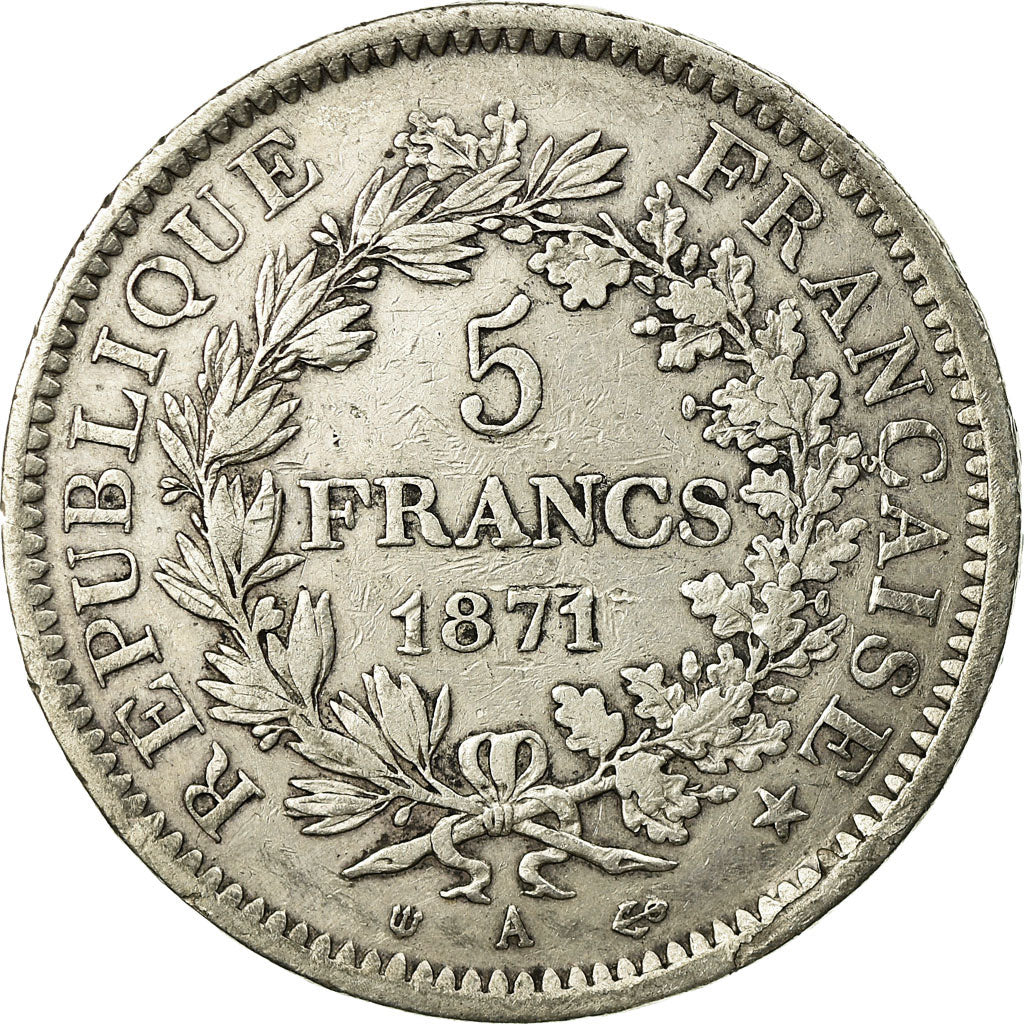 Coin, France, Hercule, 5 Francs, 1871, Paris, Camélinat, VF(30-35), Silver