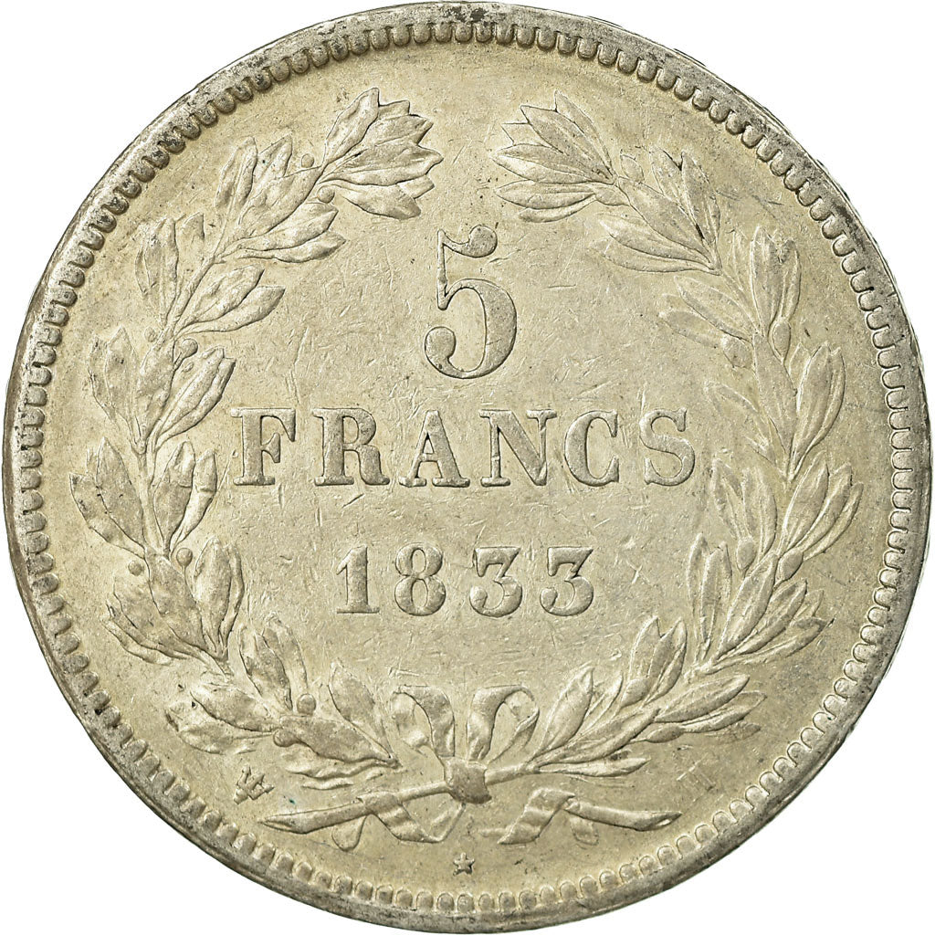 Monnaie, France, Louis-Philippe, 5 Francs, 1833, La Rochelle, TTB, Argent