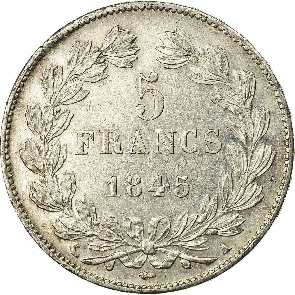Moneta, Francia, Louis-Philippe, 5 Francs, 1845, Paris, BB+, Argento, KM:749.1