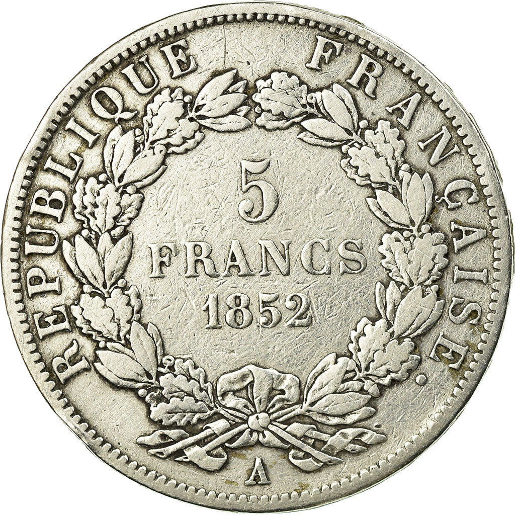 Coin, France, Napoléon III, 5 Francs, 1852, Paris, VF(20-25), Silver, KM:773.1