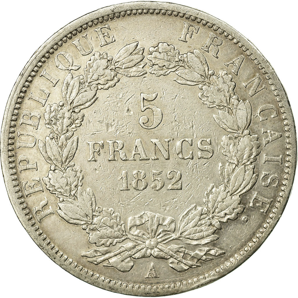 Coin, France, Napoléon III, 5 Francs, 1852, Paris, EF(40-45), Silver, KM:773.1