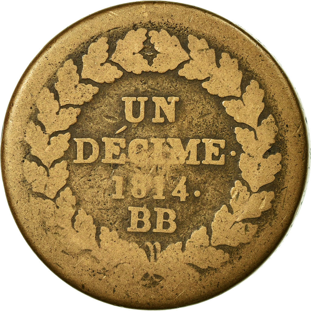 Moneta, Francia, Napoleon III, Napoléon I, Decime, 1814, Strasbourg, MB