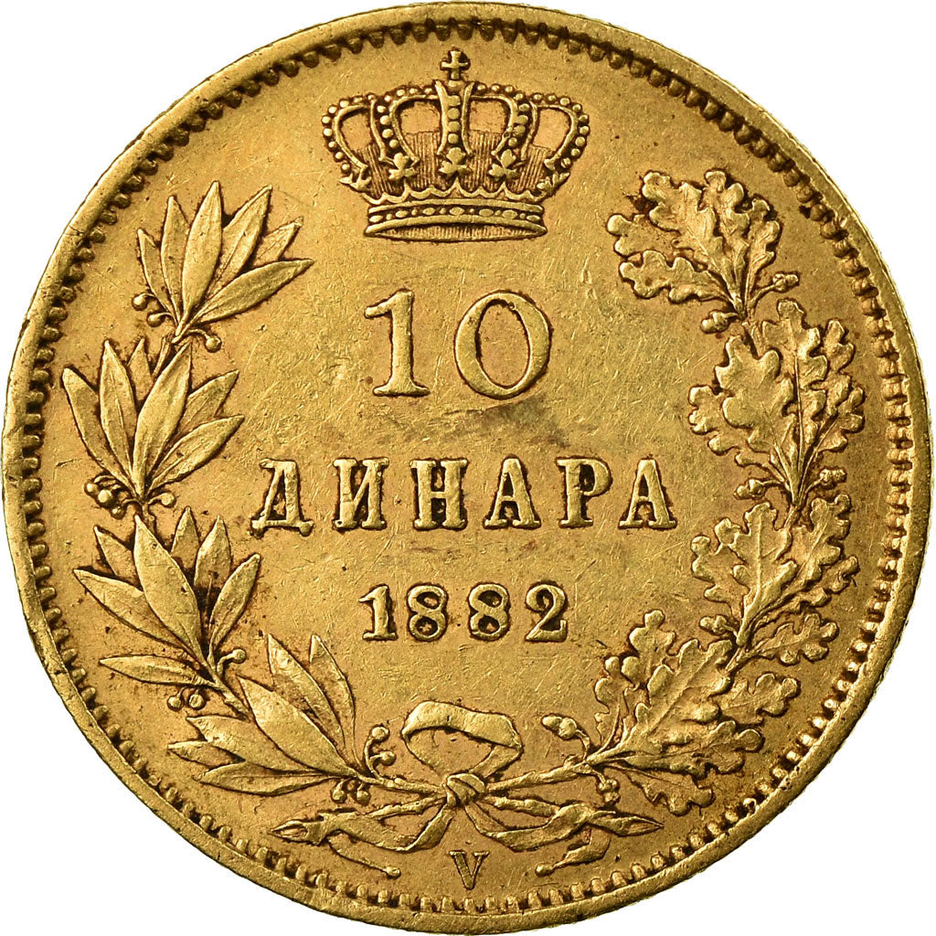Monnaie, Serbie, Milan I, 10 Dinara, 1882, TTB, Or, KM:16