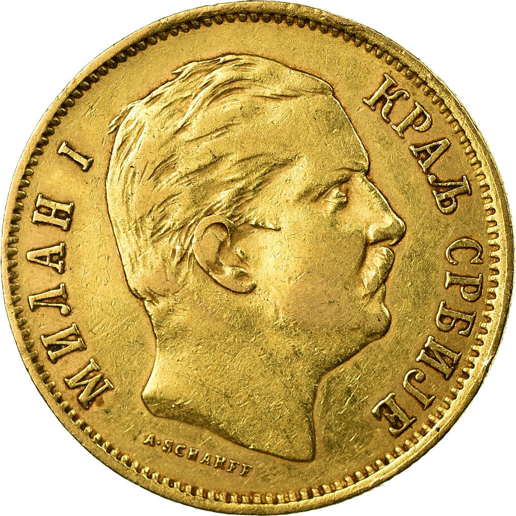 Coin, Serbia, Milan I, 10 Dinara, 1882, EF(40-45), Gold, KM:16