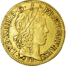 Monnaie, France, Louis XIV, Louis d'or à la mèche longue, 1653, Amiens