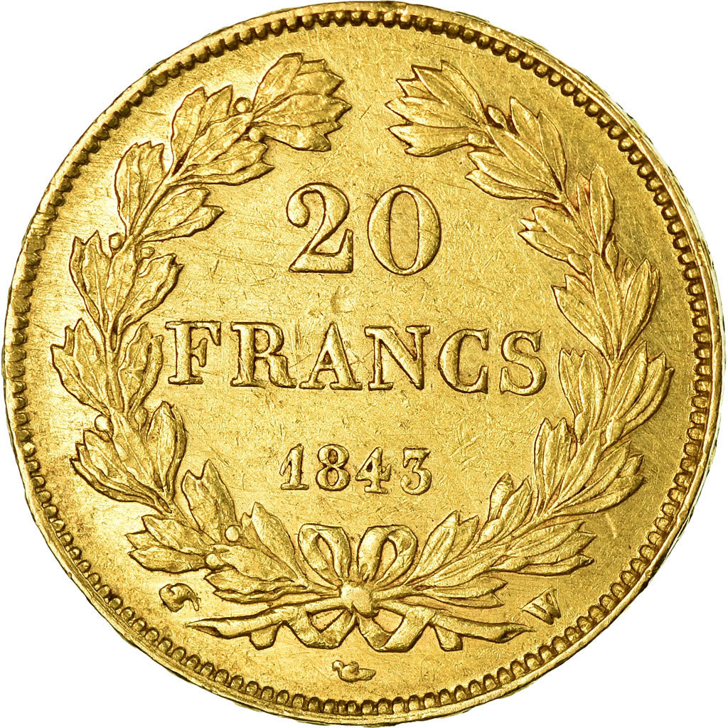 Coin, France, Louis-Philippe, 20 Francs, 1843, Lille, AU(50-53), Gold, KM:750.5