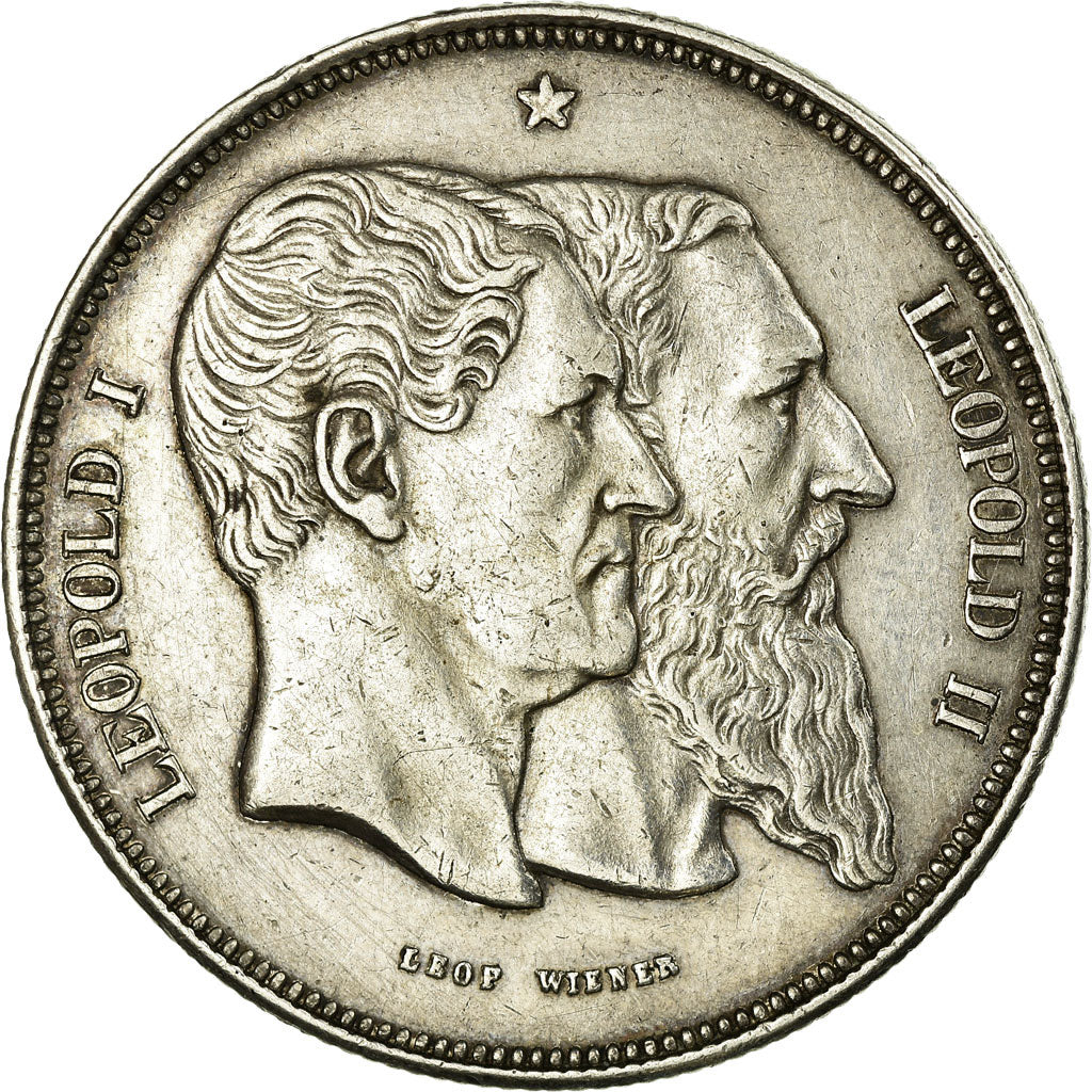 Coin, Belgium, 5 Francs, 1880, EF(40-45), Silver, KM:8