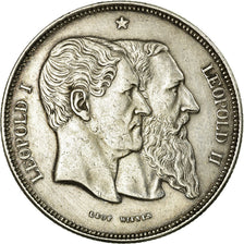 Coin, Belgium, 5 Francs, 1880, EF(40-45), Silver, KM:8