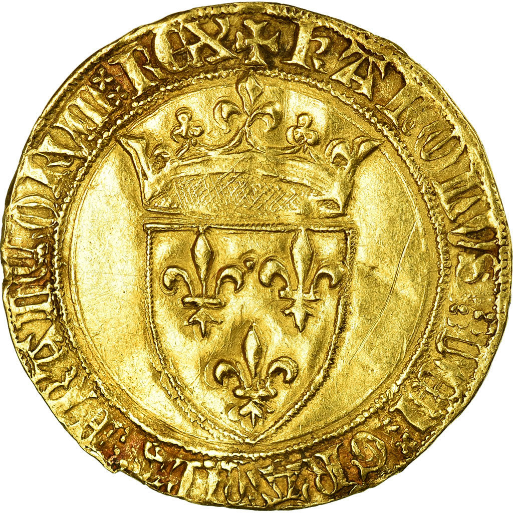 Moeda, França, Charles VI, Ecu d'or à la Couronne, Ecu d'or, EF(40-45)