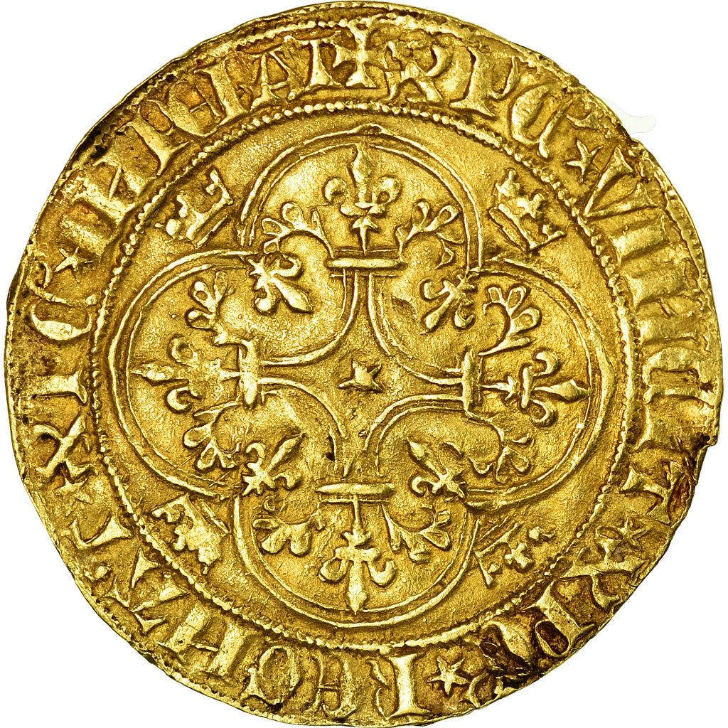 Moeda, França, Charles VI, Ecu d'or à la Couronne, Ecu d'or, EF(40-45)