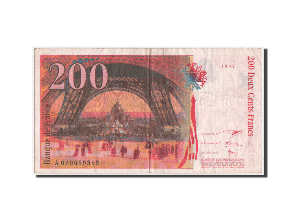 France, 200 Francs Eiffel, 1997, KM:159b