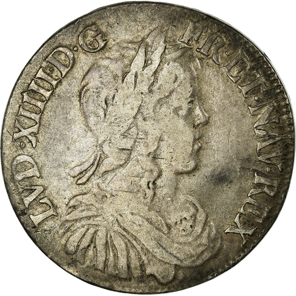 Moneda, Francia, Louis XIV, 1/2 Écu à la mèche longue, 1/2 Ecu, 1653