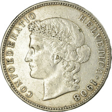 Coin, Switzerland, 5 Francs, 1908, Bern, EF(40-45), Silver, KM:34