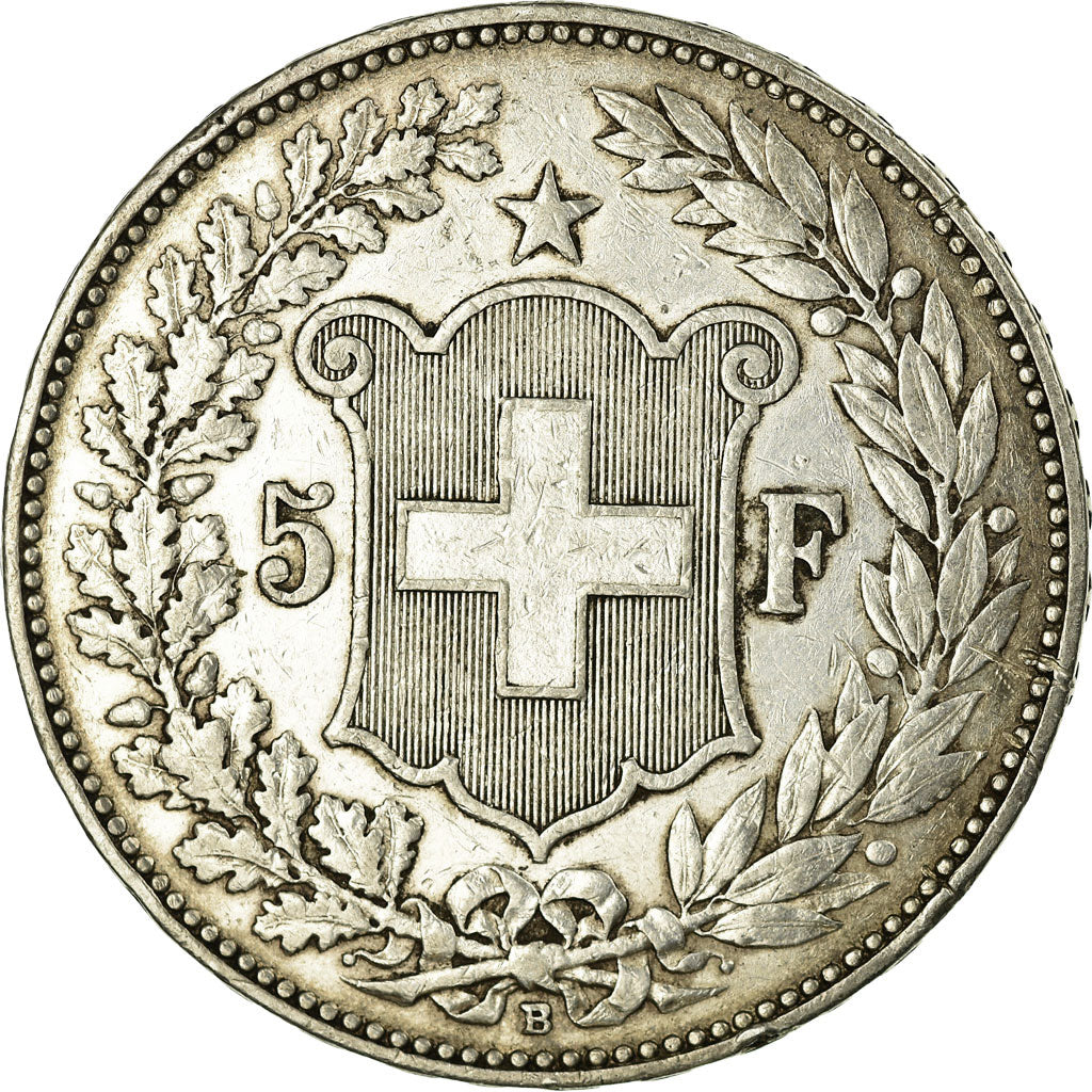 Coin, Switzerland, 5 Francs, 1908, Bern, EF(40-45), Silver, KM:34