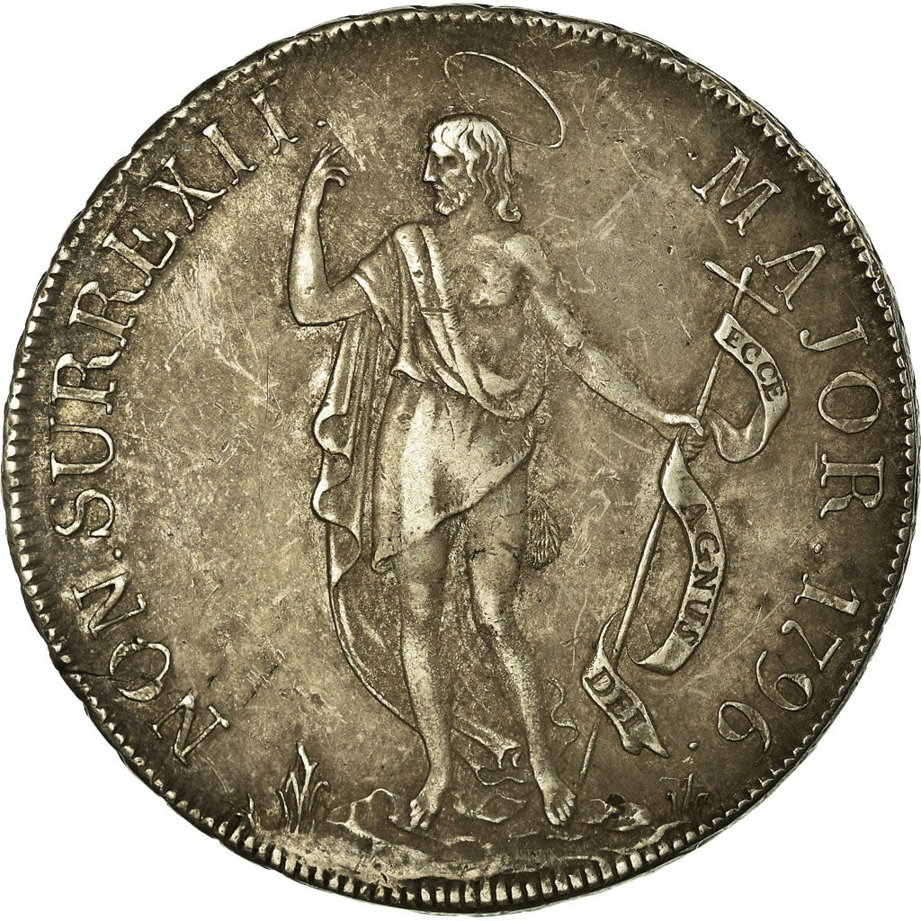 Coin, ITALIAN STATES, GENOA, 4 Lire, 1796, Genoa, EF(40-45), Silver, KM:248