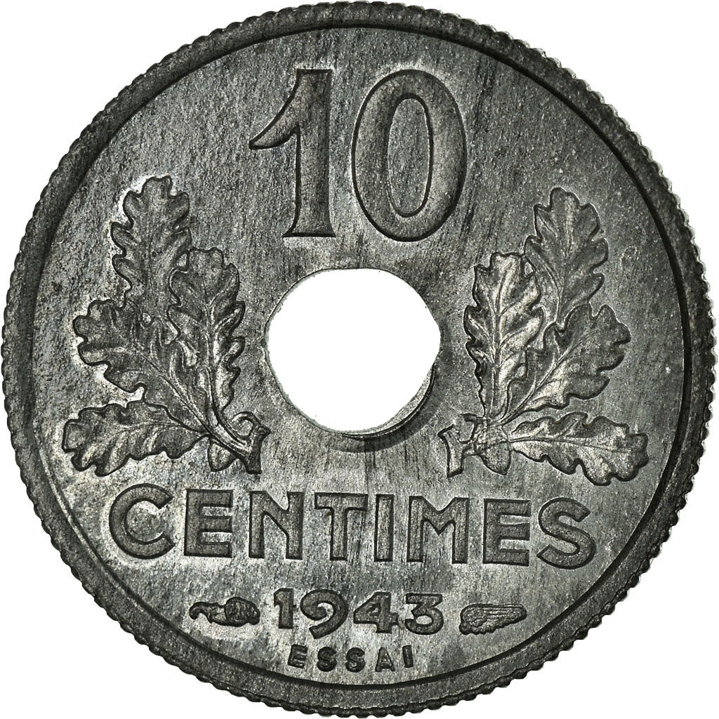 Monnaie, France, État français, 10 Centimes, 1943, ESSAI, SPL, Zinc