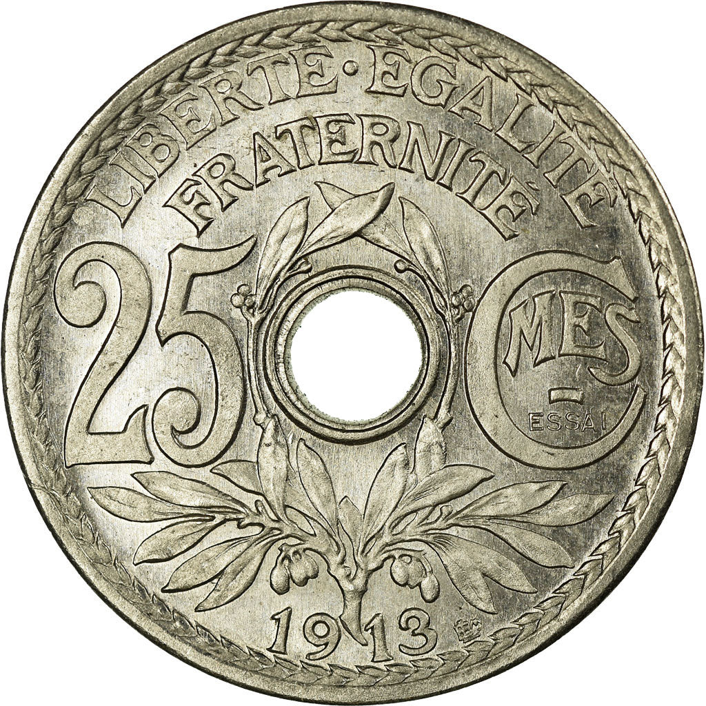Coin, France, Lindauer, 25 Centimes, 1913, ESSAI, MS(63), Nickel, Gadoury:77.1