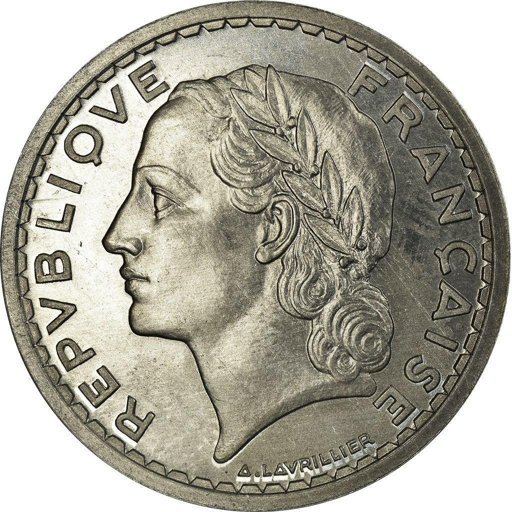Munten, Frankrijk, Lavrillier, 5 Francs, 1933, ESSAI, UNC-, Aluminium