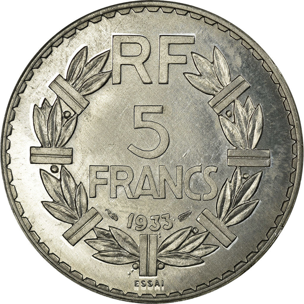 Munten, Frankrijk, Lavrillier, 5 Francs, 1933, ESSAI, UNC-, Aluminium