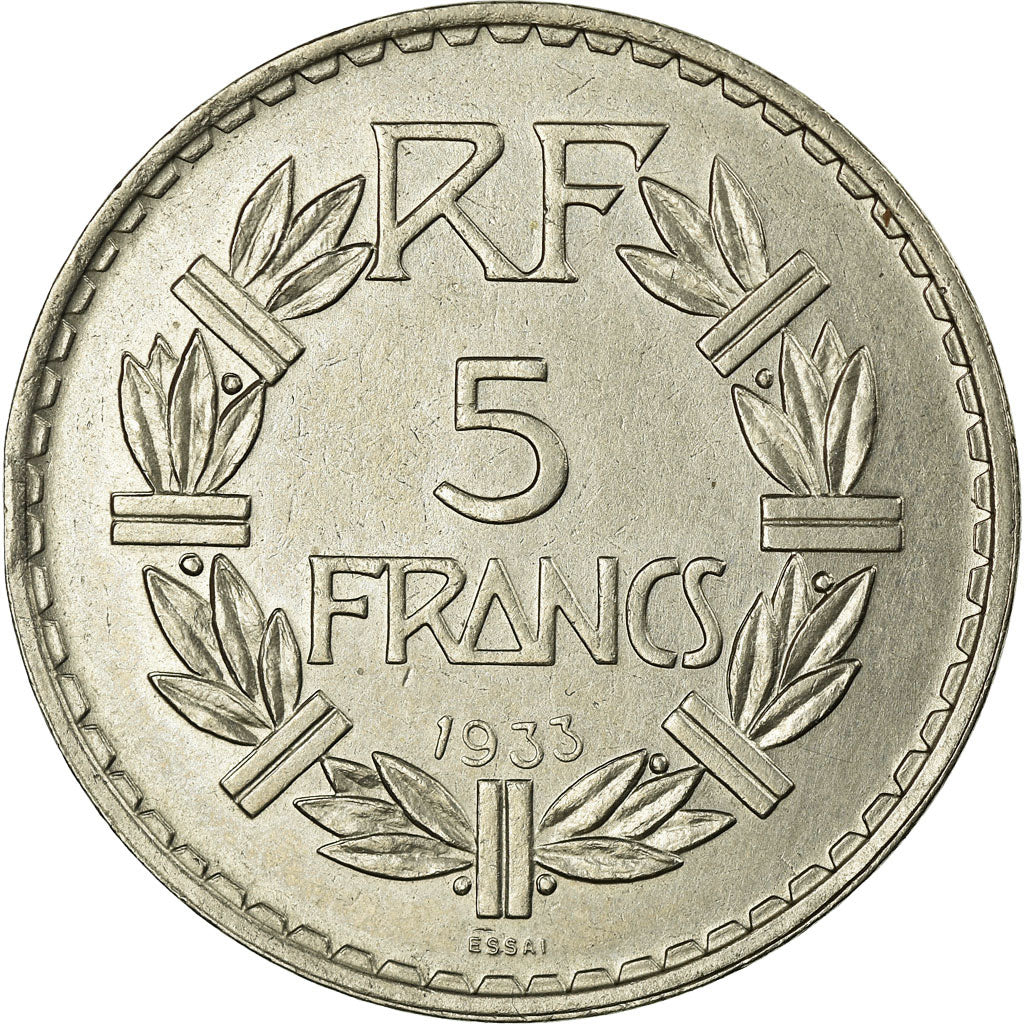 Monnaie, France, Lavrillier, 5 Francs, 1933, Essai Concours, SPL, Nickel