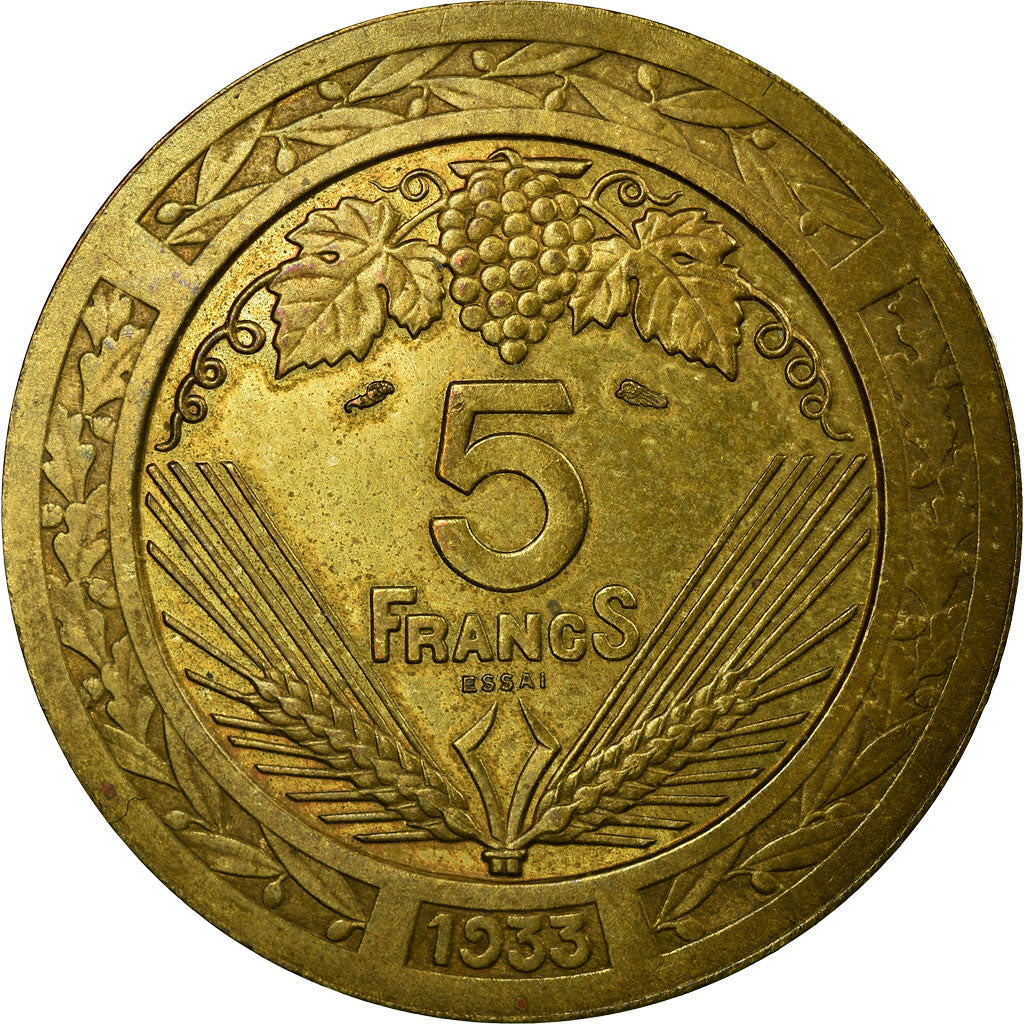 Moneda, Francia, Concours de Vézien, 5 Francs, 1933, ESSAI, EBC, Cuproaluminio