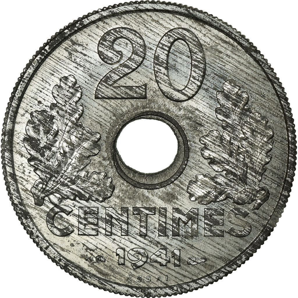 Coin, France, État français, 20 Centimes, 1941, ESSAI, MS(60-62), Zinc
