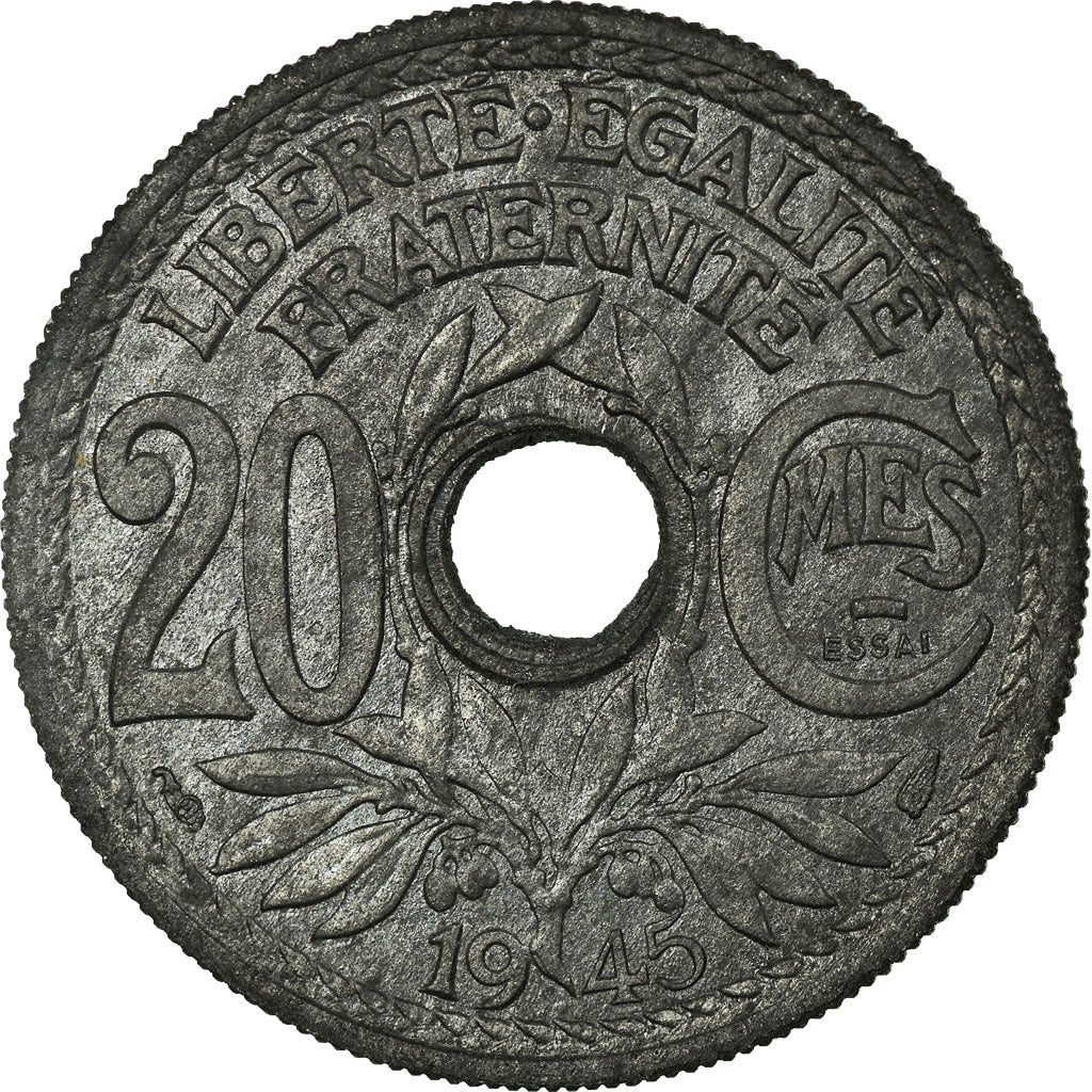 Moneta, Francia, Lindauer, 20 Centimes, 1945, ESSAI, SPL-, Zinco, KM:E88