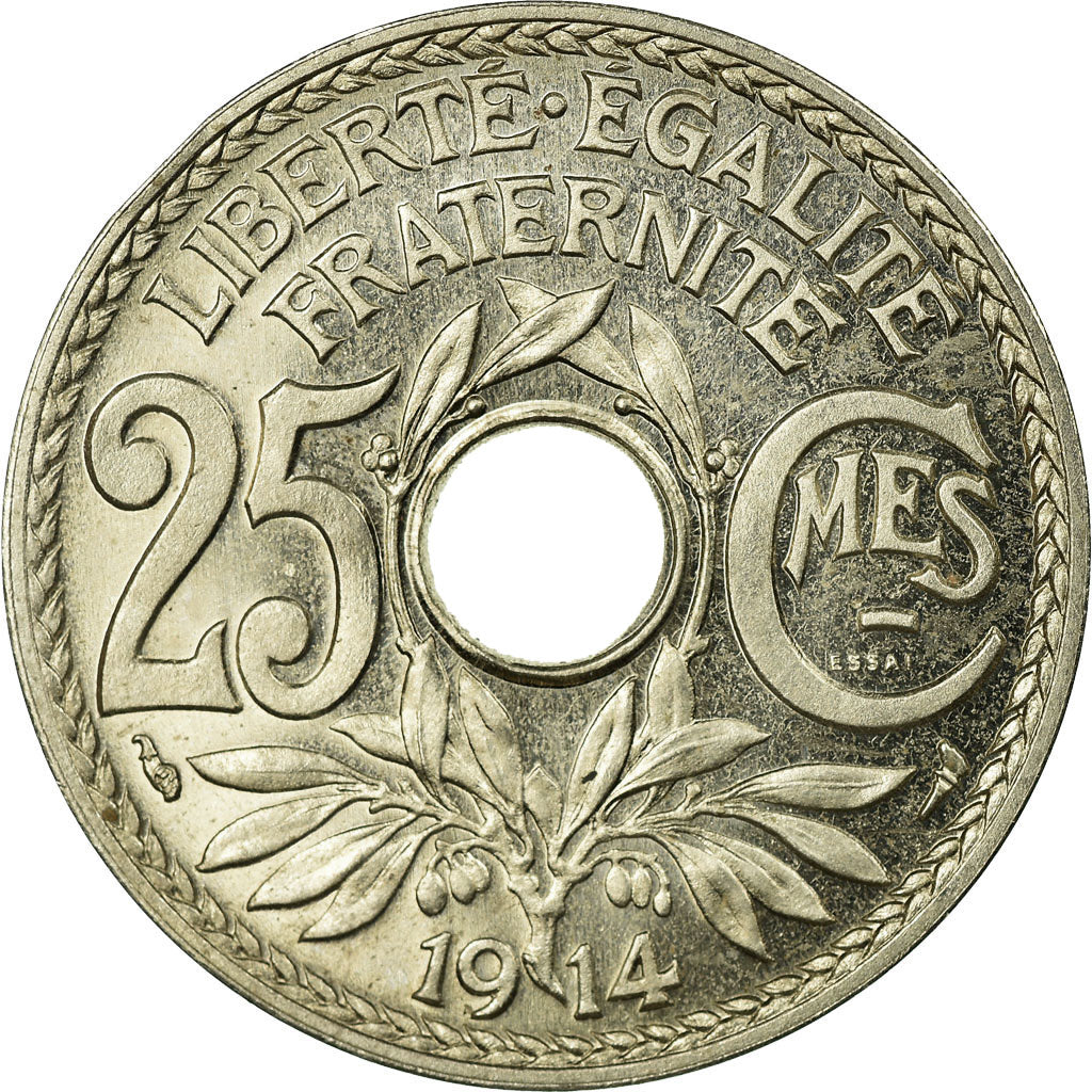 Coin, France, Lindauer, 25 Centimes, 1914, ESSAI, MS(63), Nickel, KM:E44