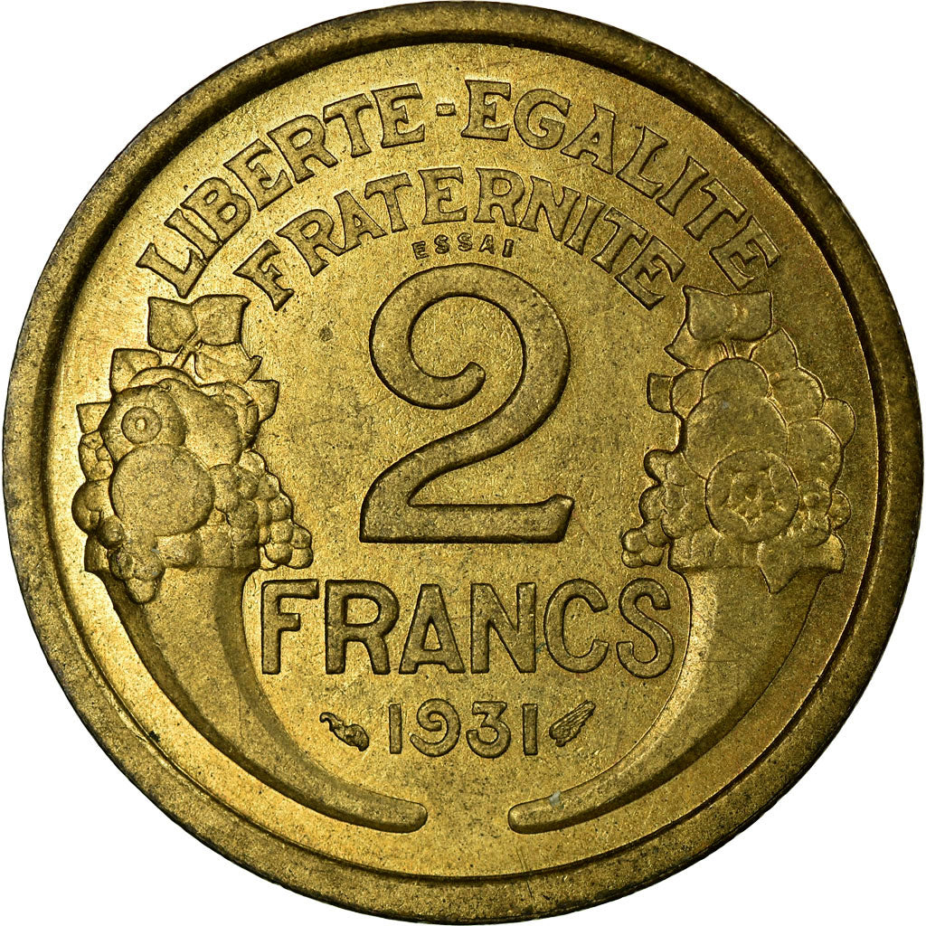 Monnaie, France, Morlon, 2 Francs, 1931, ESSAI, SUP, Aluminum-Bronze