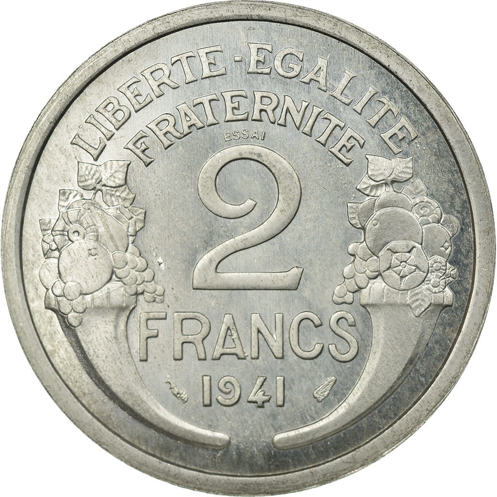 Coin, France, Morlon, 2 Francs, 1941, ESSAI, MS(60-62), Iron, KM:E-A77