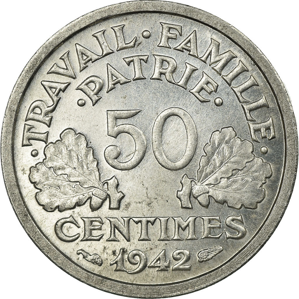 Coin, France, Bazor, 50 Centimes, 1942, ESSAI, MS(63), Aluminum, KM:E83a