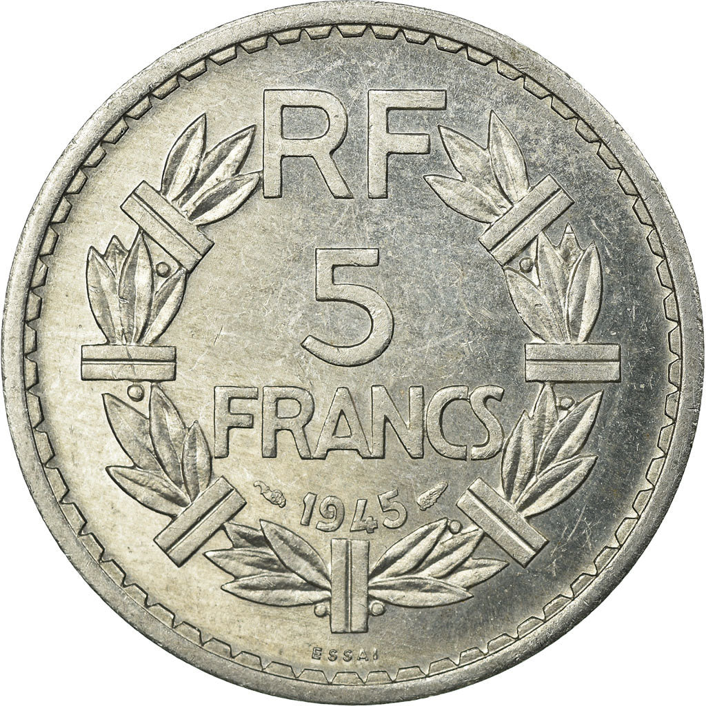 Coin, France, Lavrillier, 5 Francs, 1945, ESSAI, MS(60-62), Aluminum, KM:E89
