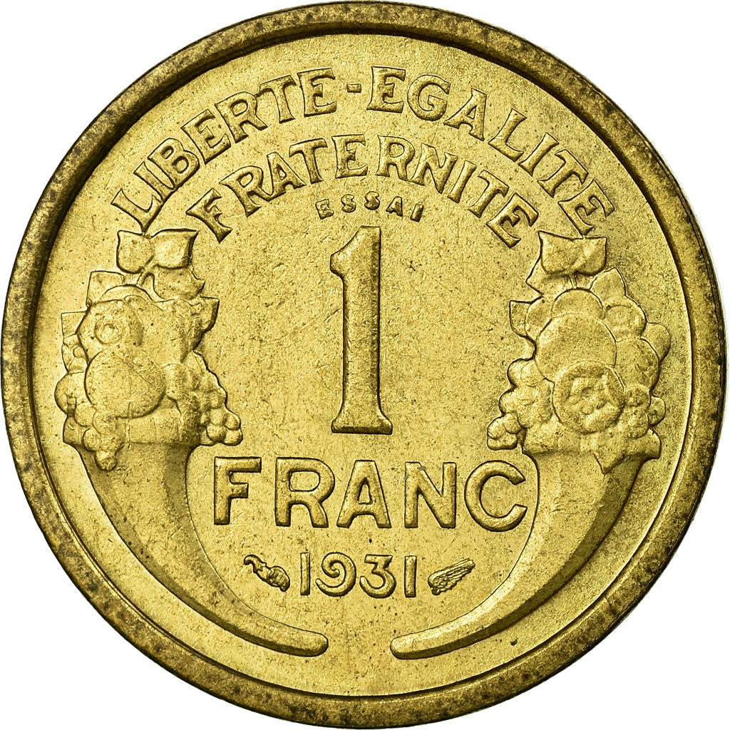 Coin, France, Morlon, Franc, 1931, ESSAI, AU(55-58), Aluminum-Bronze, KM:E-B64