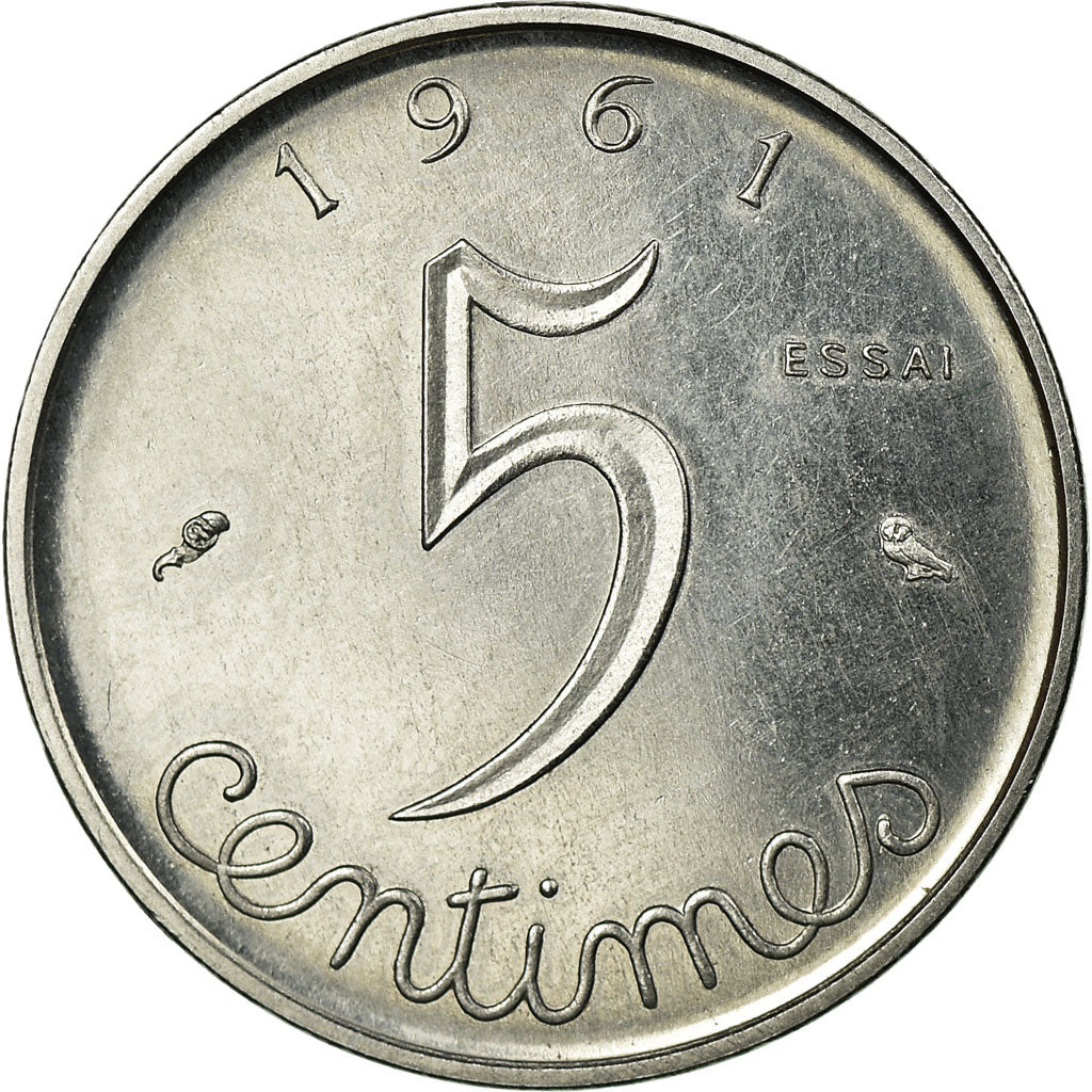 Coin, France, Épi, 5 Centimes, 1961, Paris, ESSAI, MS(63), Chrome-Steel