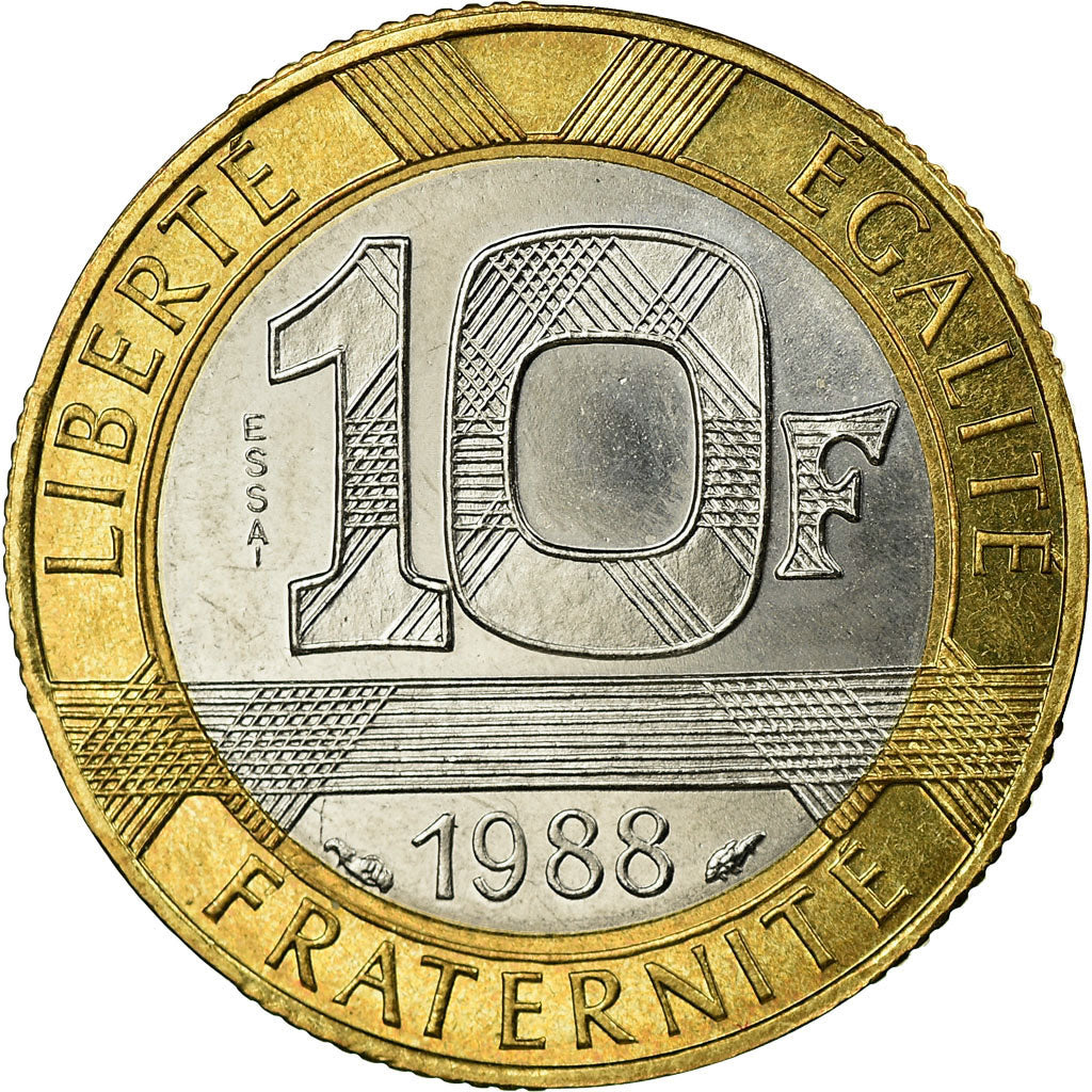 Coin, France, Génie, 10 Francs, 1988, Paris, ESSAI, MS(63), Bi-Metallic